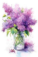 bouquet of lilac in glass vase