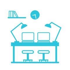 Co-Working station, workspace, Working space for creativity, icon, symbol, from blue icon set