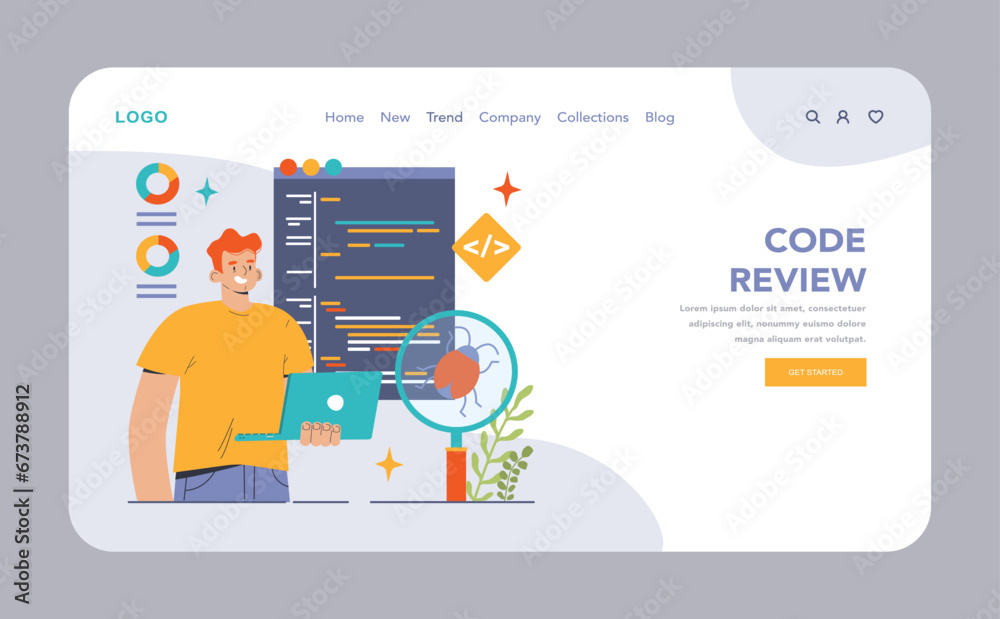 Poster open source web banner or landing page. software with code available for use, modification, and dist