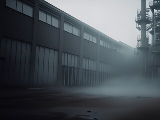 Obraz premium industrial building at a foggy night
