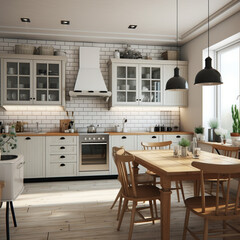 modern Skandinavien Kitchen Interior. Ai generative