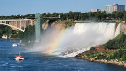 Rainbow over Horseshoe Falls at Niagara Falls, Ontario, Canada