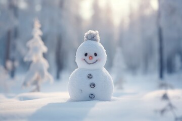 Fototapeta premium Cute snowman in Winter. Winter seasonal concept.