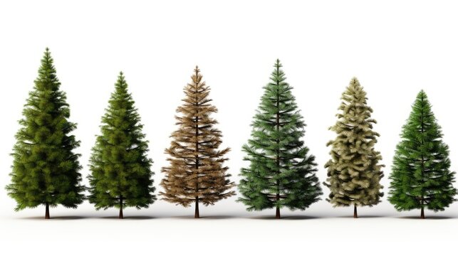Isolated image of Christmas tree for holiday decoration on white background. Winter seasonal concept.