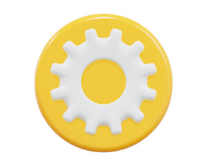 3d yellow brilliant gear icon. Stock vector illustration on isolated background.