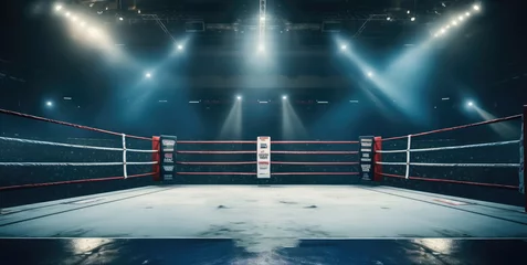 Foto op Plexiglas Professional boxing arena with lights. © visoot