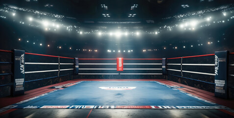 Professional boxing arena with lights. - Powered by Adobe