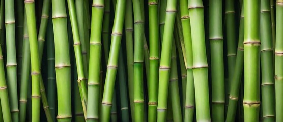 Bunch of green bamboo detailed texture background from Generative AI