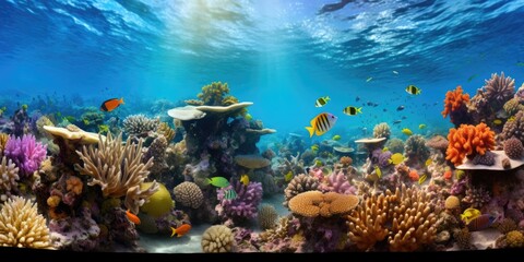 Colorful underwater world with a big variety of Sealife in tropical ocean