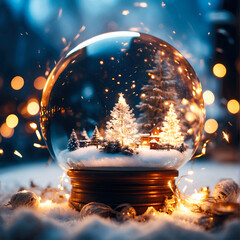 Crystal sphere. Abstract Xmas backgrounds with bokeh lights - 673796751