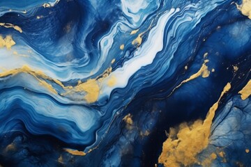 Fototapeta na wymiar mesmerizing alcohol ink creation unfolds with a navy blue and gold marbling abstract background