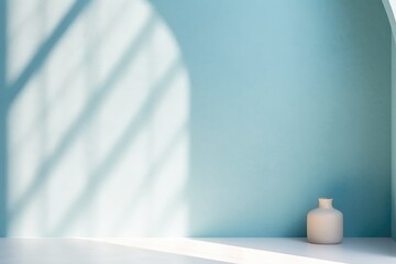 Fototapeta na wymiar A Serene Display of Simplicity: White Vase Adorning White Counter