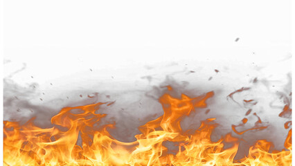 fire flames on transparent background or white background 
