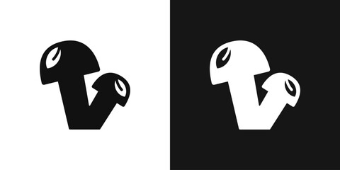 Porcini mushroom vector icon. Mushrooms pair, porcini sign - obrazy, fototapety, plakaty