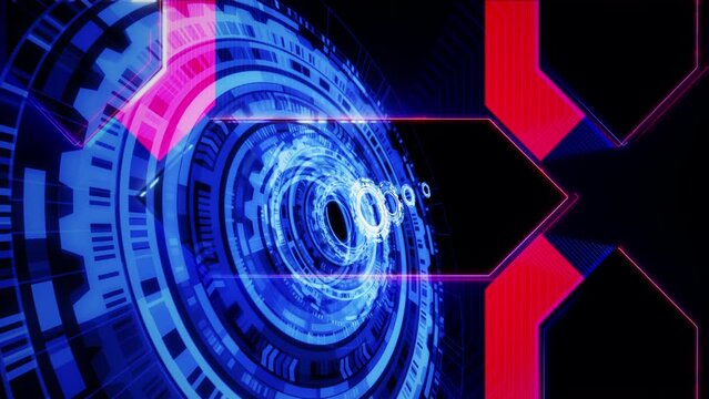 Five seconds Countdown Timer with Abstract blue Digital HUD Technology animation abstract background.  Five to zero count down art effect counting timer abstract background.