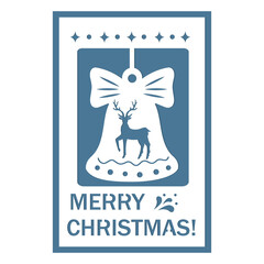 Christmas Card template with Christmas Deer in cutting style