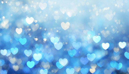 blue heart shaped bokeh background decoration valentine day concept