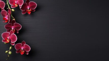 Orchid on black background with copy space, Generative AI
