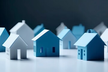 house in among white houses for real estate property industry. Generative ai