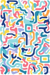 Pastel Shapes on White Background. Playful Abstractions with Simple Forms.