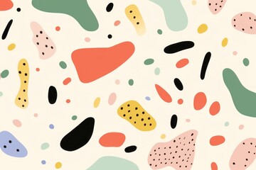 Pastel Shapes on White Background. Playful Abstractions with Simple Forms.