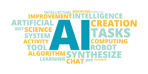 Obraz premium ARTIFICIAL INTELLIGENCE word cloud concept. Vector illustration