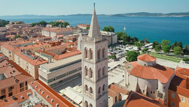 Aerial view of the Zadar town in Dalmatia region of Croatia.