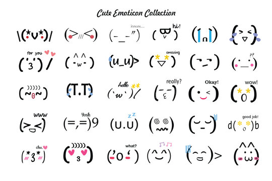 Cute Asian Emoticon Design Collection