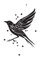 Bird, tattoo, black silhouette on a former background