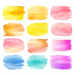 Watercolor Symphony: A Vibrant Collection of Colorful Paint Strokes