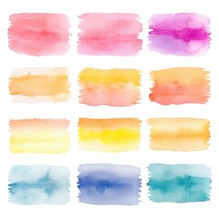 Fototapeta premium A Vibrant Collection of Watercolor Stains in a Variety of Hues