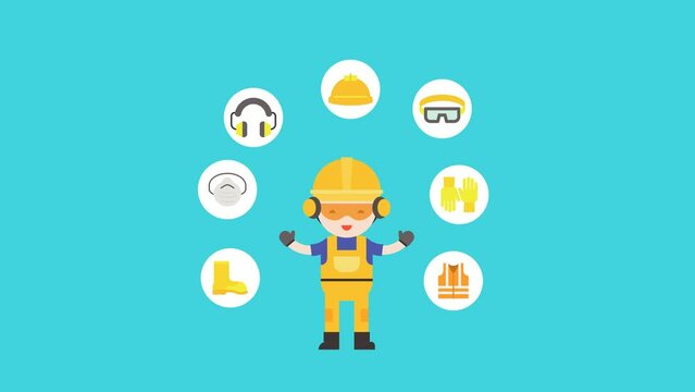 animated design of people with safety equipment