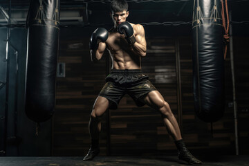 A Determined Boxer Ready to Fight - obrazy, fototapety, plakaty