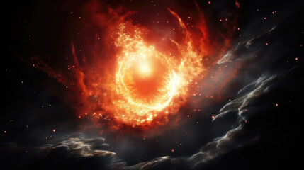 Fiery star explosion in space