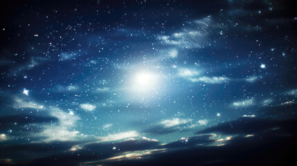 Fototapeta na wymiar Night sky with stars and clouds