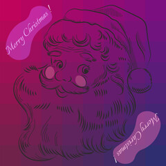 Illustration, Santa Claus, face, inscription, Merry Christmas, Stylish beautiful background, illustration, vector.