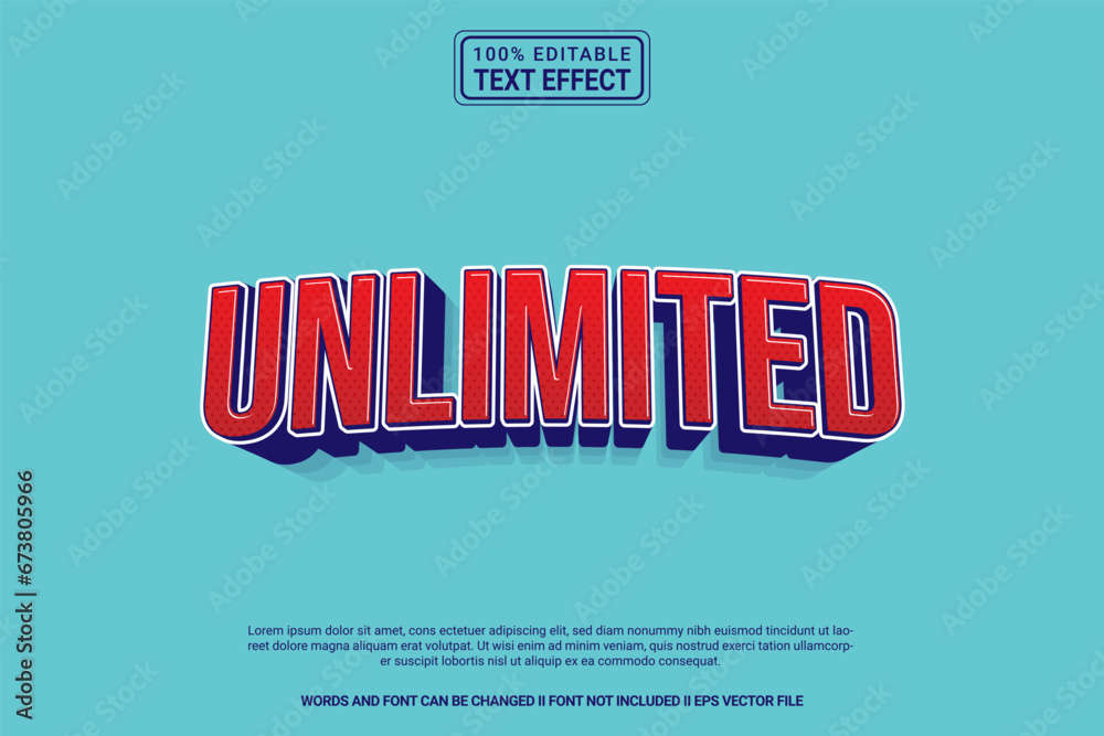 Fototapete Dynamic editable text effect Unlilimted 3d cartoon template style modren premium vector
