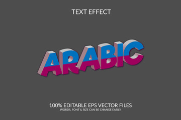 Fototapeta premium Arabic language day 3d vector eps fully editable text effect illustration template.