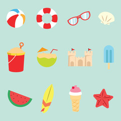 Vector Flat Summer Vibes Element Collection