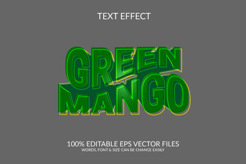 Green mango 3d vector eps fully editable text effect illustration template.