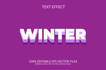 Winter day 3d vector eps fully editable text effect illustration template.