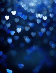 dark blue heart shaped bokeh background decoration valentine day concept