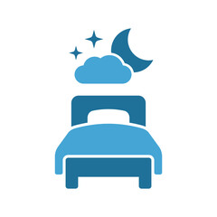 Bed icon. Bedtime. Single bed. Vector icon isolated on white background.