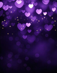 purple heart shaped bokeh background decoration valentine day concept