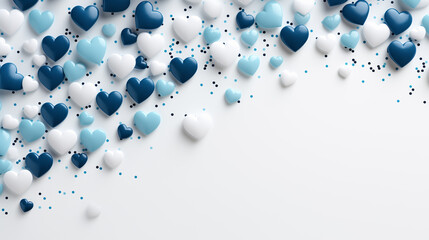 white and blue hearts isolated on white background. confetti concept valentines day background - Powered by Adobe