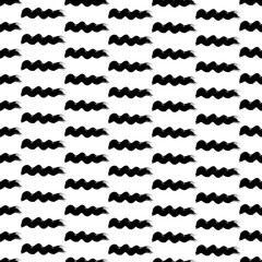 Fototapeta premium Seamless pattern with black wavy grunge brush strokes