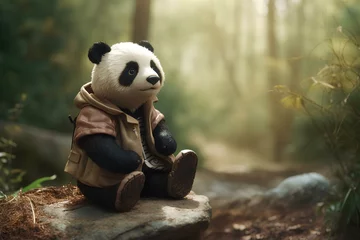 Foto op Plexiglas giant panda eating bamboo made by midjourney © 수영 김