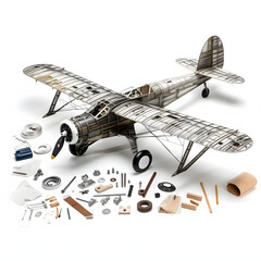 model airplane assembly isolated on transparent or white background, png - obrazy, fototapety, plakaty