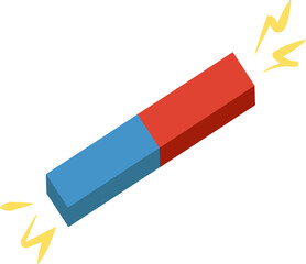 Bar magnet with red and blue sides