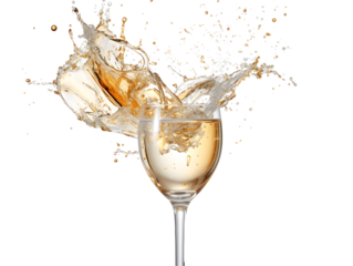 Dynamic splash of sparkling wine in a crystal glass, capturing the essence of festive vibe